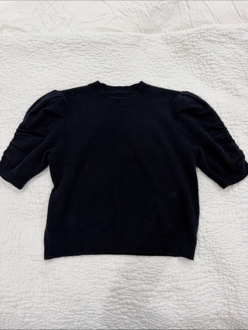 Frame Black Puff-Sleeve Crew Sweater